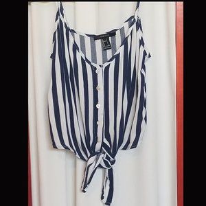 Cute Navy & White Striped Crop Top